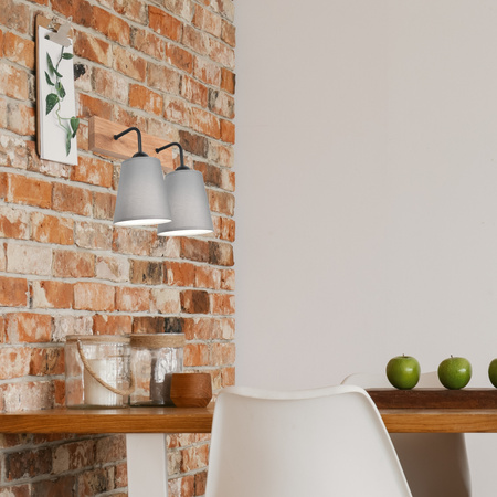 Wandleuchte LULA 2xE27 Grau Eiche KM-2.200 Lamkur