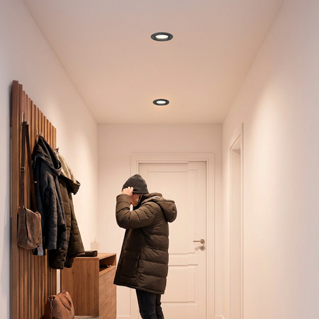 ARDALI runde, fest eingebaute Halogenleuchte Graphitblech MR16 GU10 LUMILED