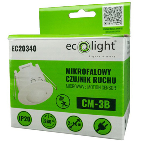 Mikrowellen-Einbau-Bewegungsmelder 360° 8 m Innenbereich Weiß