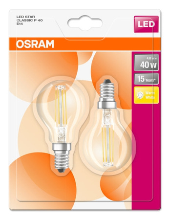 2x LED Lampen E14 P45 4W = 40W 470lm 2700K Wärme 300° OSRAM Filament