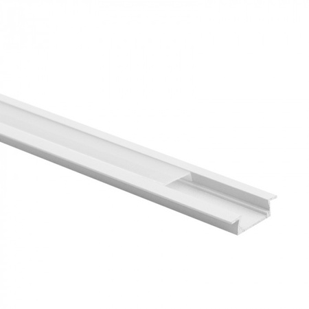 LED-Einbauprofil aus Aluminium Weiß 1m mit mattierter Abdeckung für LED-Streifen + Abdeckkappen Serie Ecolight P