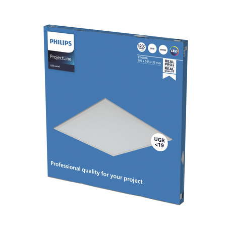 LED-Einbaupanel 36W 4000k 3200lm 60x60 cm UGR19 Weiß CASETON Projectline OC PHILIPS