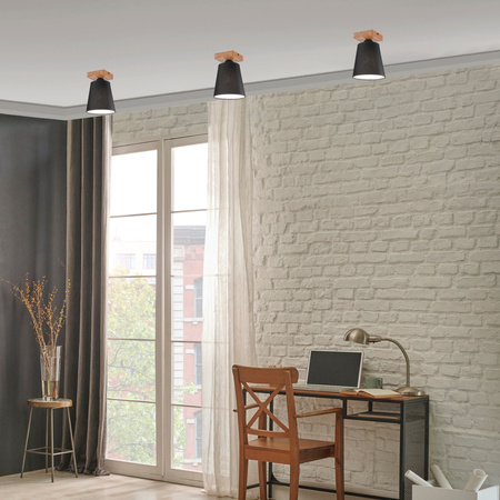 LULA E27 Schwarz Eiche Deckenleuchte LM-1.200 Lamkur