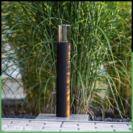 Stehende Gartenlampe für E27 Glühbirne Schwarzes Glas IP54 60 cm SALVIA LUMILED