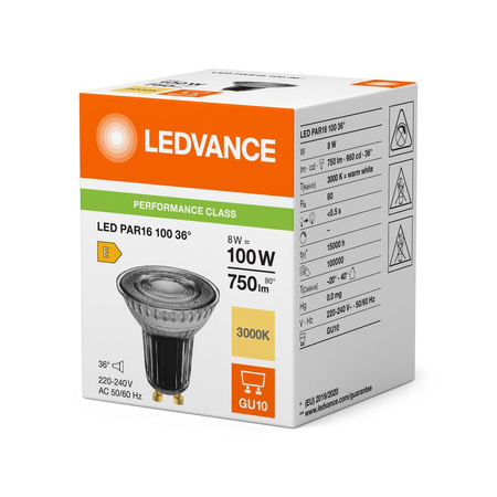 LED-Reflektor-Lampe GU10 PAR16 8W = 100W 750lm 2700K Warm 36° Dimmbar Ledvance