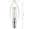 4x LED-Lampe E14 Kerze B35 4.3W = 40W 470lm 2700K Warm 300° FILAMENT Essential Philips