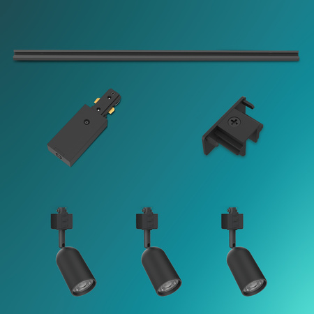 Bus-Hängelampen-Kit 1m + 3x LED GU10 Einphasig Schwarz EasyLink Shea Philips