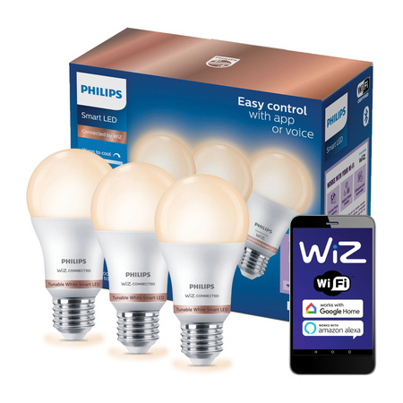 3x LED-Lampe E27 8W = 60W 2700-6500K SMART WiFi Philips WiZ