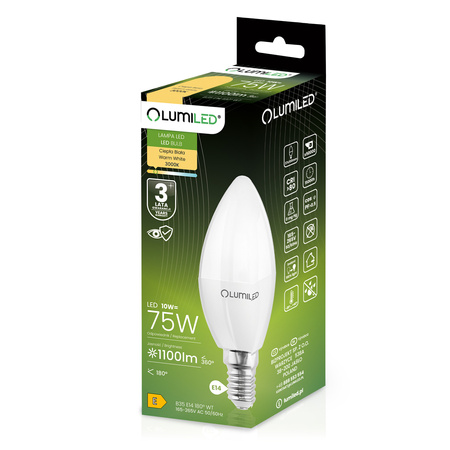 LED-Lampe E14 Kerze B35 10W = 75W 1100lm 3000K Warm 180° LUMILED