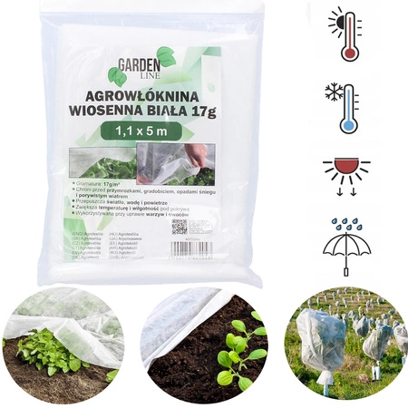 Agrotextil-Federabdeckung 1,1 x 5m 17 g Weiß