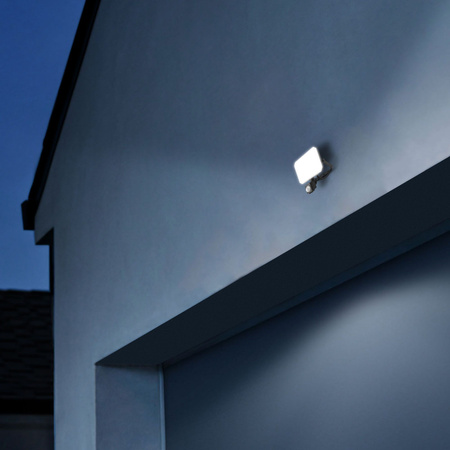 LED-Flutlicht 30W 2850lm 5000K Kalt mit Bewegungs- und Dämmerungssensor Schwarz mit Milchglasschirm Videx