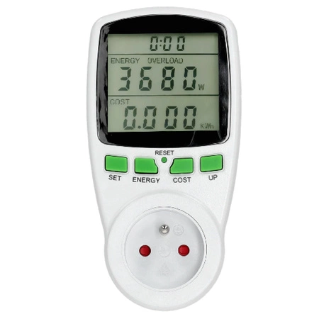 PMM1 Leistungsmessgerät mit Messung von Energieverbrauch, CO2-Emissionen und Energiekosten White KOBI