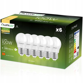 Set mit 6x LED Lampe P45 E27 10W = 100W 990lm 3000K Warm 180° Milchig CCD LUMILED