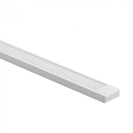 Aluminium LED Oberflächenprofil Weiß 1m mit milchigem Lampenschirm für LED Streifen + Endkappen Ecolight N Serie
