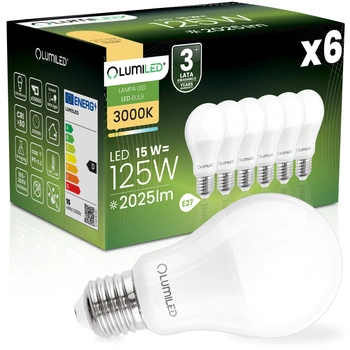 6x LED-Lampe E27 A65 15W = 125W 2025lm 3000K warmweiß 260° LUMILED