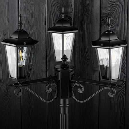 Garten Park Stehlaterne Lampe LIGURIA GOLDLUX (Polux) 3X E27 schwarz 2.5m