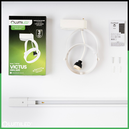 1.5m Stromschiene + 3x Schienenstrahler GU10 AR111 Weiß VICTUS LUMILED