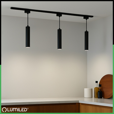 Lichtschienen-Set 1m + 3x Soplo GU10 schwarz LUMILED Stromschienenstrahler