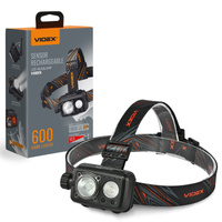 LED wiederaufladbare Stirnlampe 10W 600lm 8 Modi USB-C Wasserdicht IP55 Videx