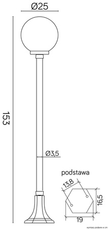 Außenstehende Gartenleuchte BALL CLASSIC K 5002/1/KP 250 E27 153cm Su-Ma