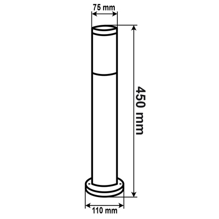 Außengartenlampe E27 BLACK POST 45 cm mit Bewegungs- und Dämmerungssensor