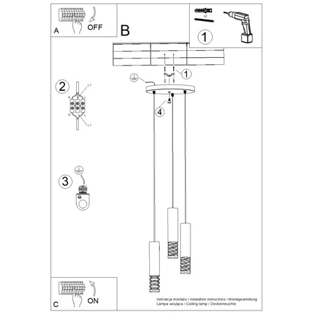 Decke Pendelleuchte 3x GU10 Weiß LAMI Ocean Green SL.1689 Sollux