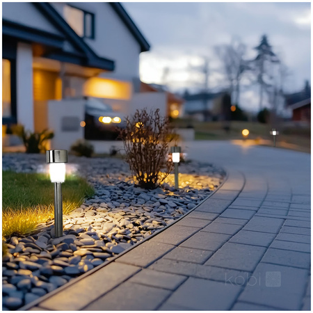 Solar Garten Pole Outdoor Stehend LED 6000K Kalt IP44 Chrom Eclipse Kobi
