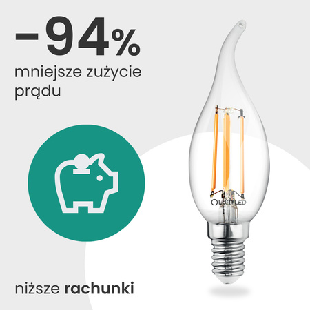 6x LED-Lampe E14 Kerze BA35 2,2W 470lm = 40W 2700K warmweiß 360° Glühfaden Energieklasse A LUMILED
