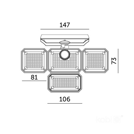 LED-Flutlicht Outdoor Solar Garten 2.5W lm 6500K Kalt mit Bewegungs- und Dämmerungssensor IP44 Schwarz Glow Kobi