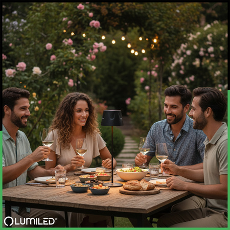 LED Gartenlampe Stehend Dekorativ Nachttisch USB Dimmbar Touch Schwarz FIORA LUMILED