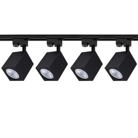 2m Stromschiene + 4x Schienenstrahler GU10 Schwarz Quadratisch LUMILED