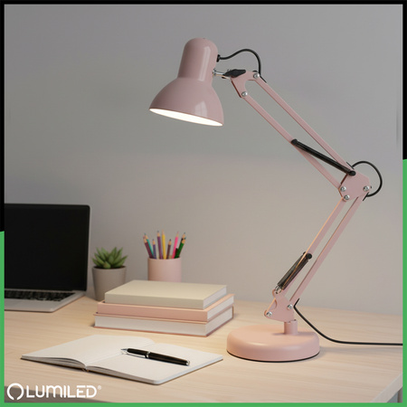 Schreibtisch Zeichnung Tischlampe E27 TOBI Pastell Rosa Lumiled + Countertop Halterung