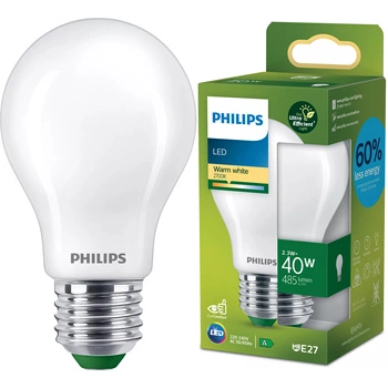 E27 A60 LED Lampen 2,3 W = 40 W, 485 lm, 2700 K, warmes Filament, milchig, PHILIPS, ultraeffizient