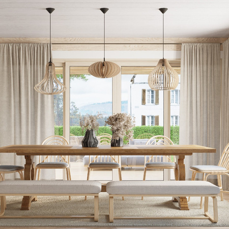 LED-Pendelleuchte ELZA E27 Naturholz SOLLUX