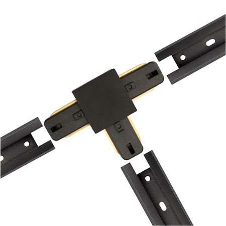 Schwarzer Dreifach-T-Stecker für einphasige Sammelschienen – Sammelschienen