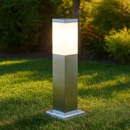Gartenleuchte quadratische Säule 1x E27 45cm silber IP44