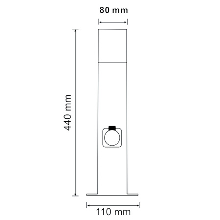 Garten LED Post E27 TUBA Graphit 44cm + Steckdose 230V IP44 DALLAS Goldlux
