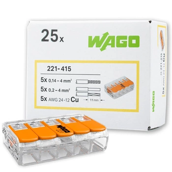 25x WAGO Schnellverbinder Installationsverbinder 221-415 für KABEL 5x0,2-4mm
