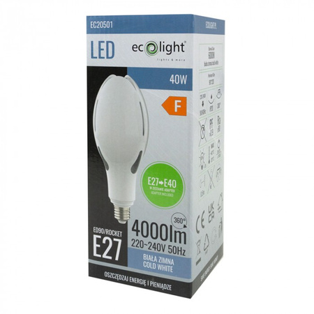 LED-Lampe E27 40W 4000lm 6000K Cold Rocket Ecolight