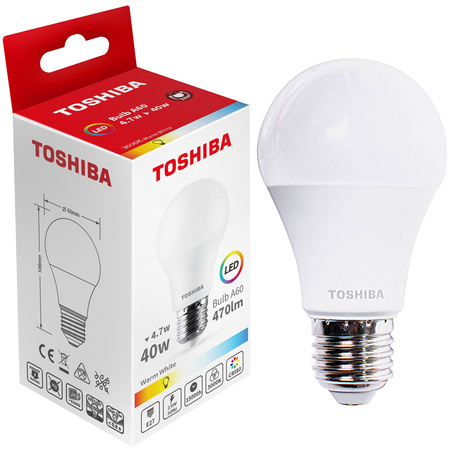 LED Lampen E27 A60 4,7W = 40W 470lm 3000K Warm TOSHIBA