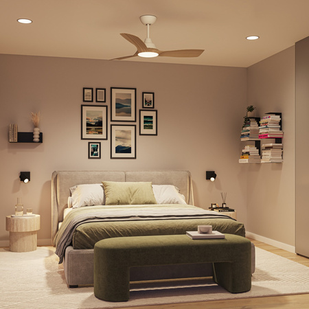 Deckenventilator 28W LED-Deckenleuchte 24W 2650lm 3000/4300/6500K CCT Braun Weiß + Pilot Olas Philips