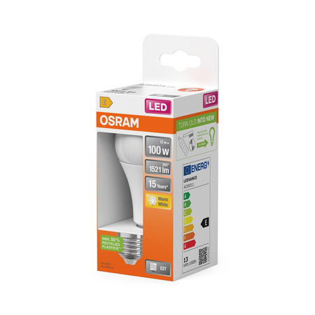 LED Leuchtmittel E27 A60 13W = 100W 1521lm 2700K Warm 200° OSRAM STAR