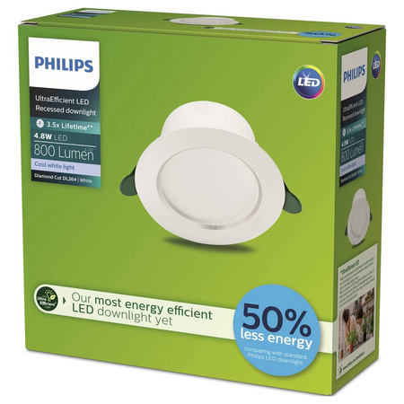 LED-Einbauleuchte 4.8W 800lm 4000K Weiß Diamond Philips