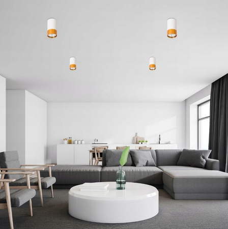 Aufputz Halogen Tuba Reflektor Spot GU10 Rund Weiß Gold Clement Masterled