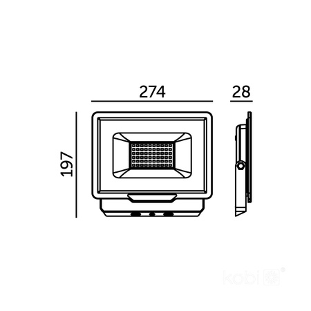 LED-Flutlicht 50W 4000lm 6000K IP65 Schwarz LED2B KOBI MH