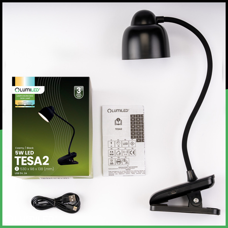LED 5W CCT Schul-Schreibtischlampe TESA 2 Schwarz LUMILED