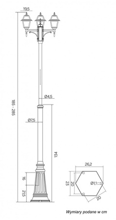 Gartenlaternenlaterne für den Außenbereich E27 Buntglas OGMWN 3 N 185–285 cm schwarz Su-Ma