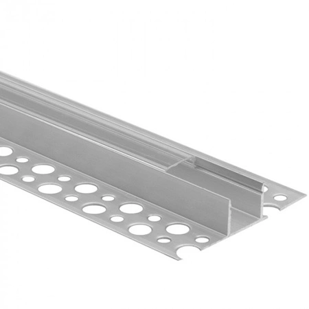 LED-Anbauprofil aus Aluminium für Gipskarton / Gipskarton 1m mit transparentem Diffusor und Ecolight-Endkappen