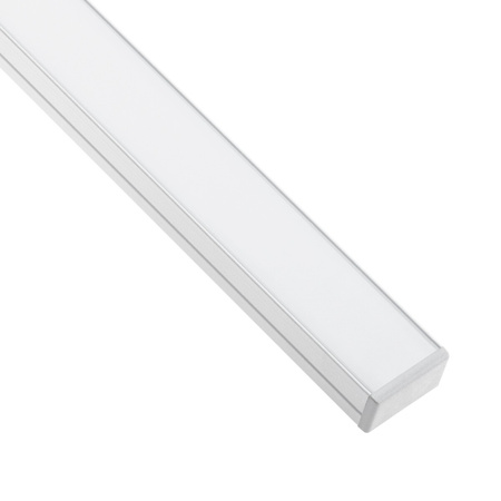 Profil aus eloxiertem Aluminium für LED KM35 silberfarben oberflächenmontiert 1m + undurchsichtige Abdeckung + Endkappen