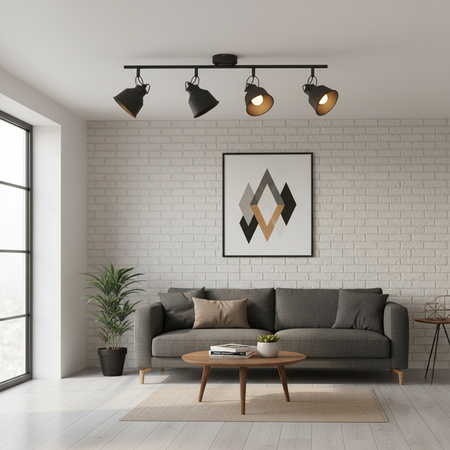 Wand- & Deckenstrahler 4x E14 Schwarz NIKO Sanico Goldlux